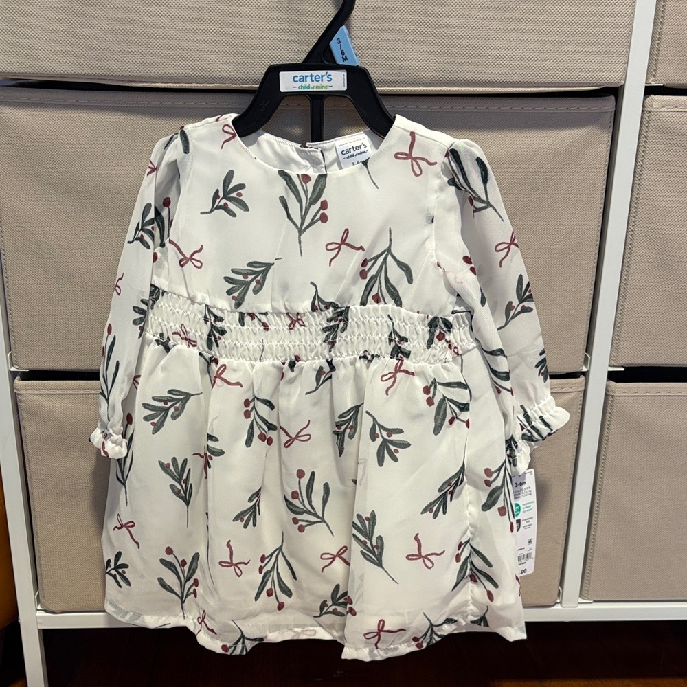 Carter's Cream and Green Leaf Print Blouse